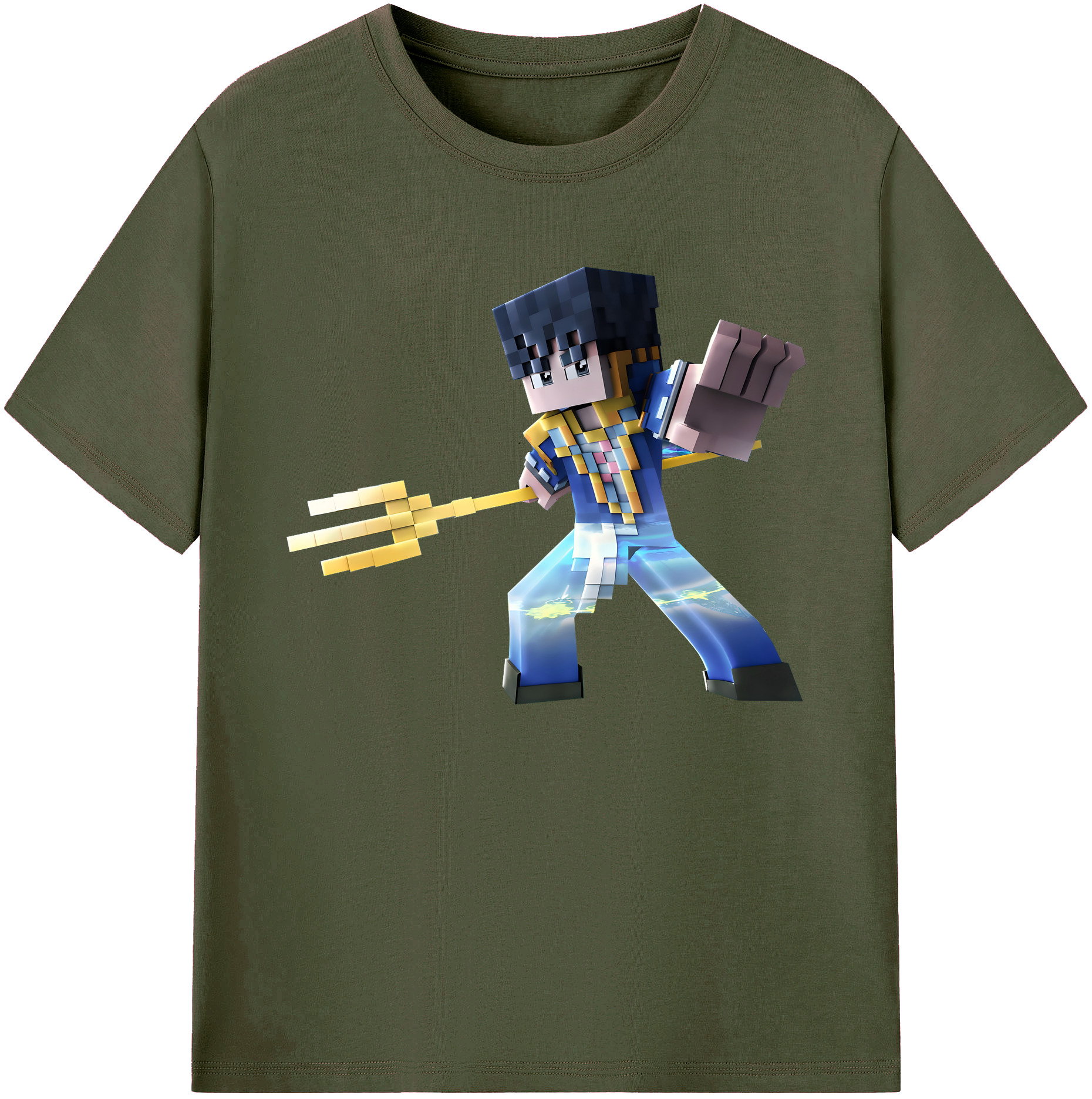 （画像用） マインクラフト ブロックの世界 Minecraft MC Block world 綿100％ メンズ半袖Tシャツ｜肌触りやわらか＆通気性